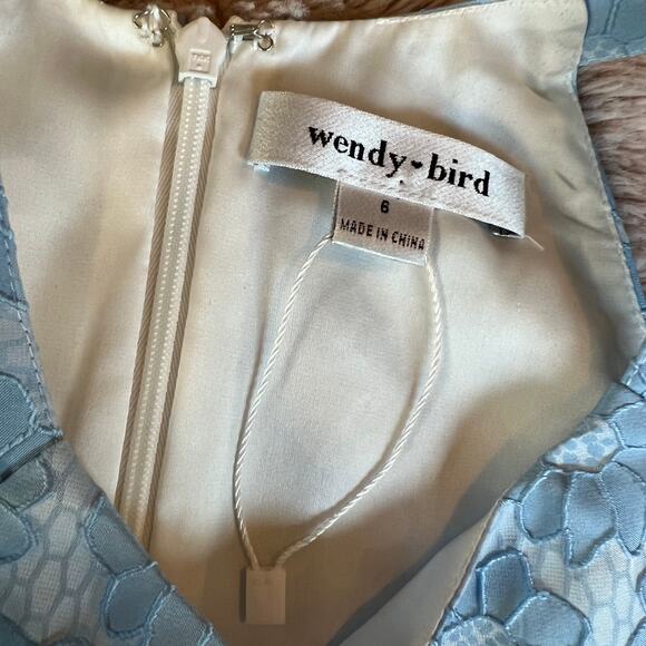 NWOT Wendy Bird Light Icy Blue Floral Formal Party Halter Dress Size: 6 - Picture 7 of 16